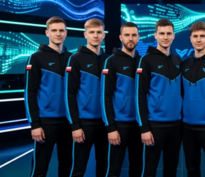 Polska drużyna esportowa świętująca zwycięstwo na scenie